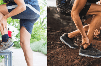 L'image montre deux sportif souffrir du Tendon d'Achille et Tendinite