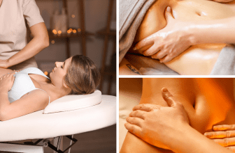 L'image montre plusieurs femme bénéficier d'un massage du ventre