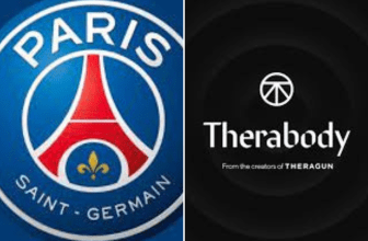 L'image montre le logo de paris saint germain et therabody qui incarne leurs partenariat