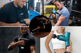 L'image montre des athlètes de renom utiliser des pistolets de massage ( massage gun )