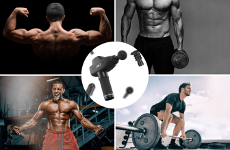 L'image montre plusieurs Bodybuilders et le pistolet de massage jolt bolt au milieu