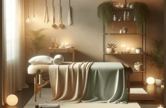 L'image montre un salon pour le massage et la relaxation