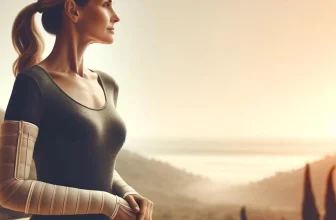 une jeune femme dans un cadre naturel relaxant, avec une bande sur le bras pour traiter le Lipoedème des Bras