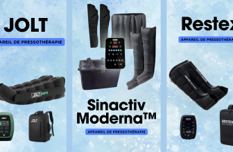 Comparaison des bottes de pressothérapie JOLT, Sinactiv Moderna™ et Restex Recovery, trois modèles populaires pour la récupération musculaire.